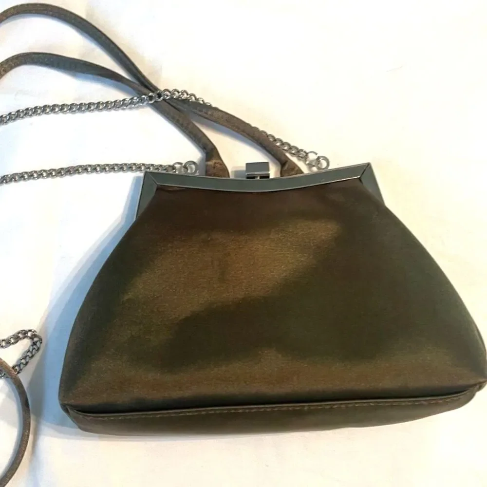 Liz Claiborne Kiss Lock Chain & Strap Evening Crossbody Bag Handbag Purse Clutch